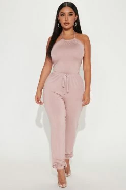 Fashion Nova Jumpsuits Gracie Halter Jumpsuit - Mauve