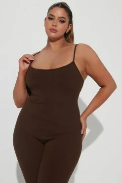 Fashion Nova Nova Season Snatched Jumpsuit - Chocolate Jumpsuits