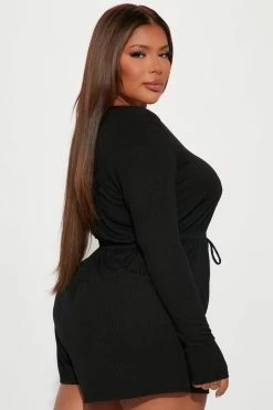 Fashion Nova Rompers Chilled Out Rib Romper - Black