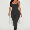Fashion Nova Reina Ribbed Jumpsuit - Charcoal