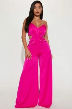 Fashion Nova Always Fabulous Jumpsuit - Fuchsia