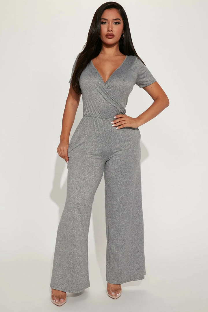 Fashion Nova Abigail Jumpsuit - Heather Grey Jumpsuits