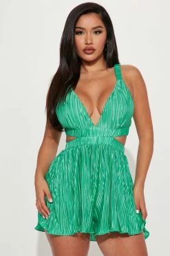 Fashion Nova Rompers Capri Plisse Romper - Green