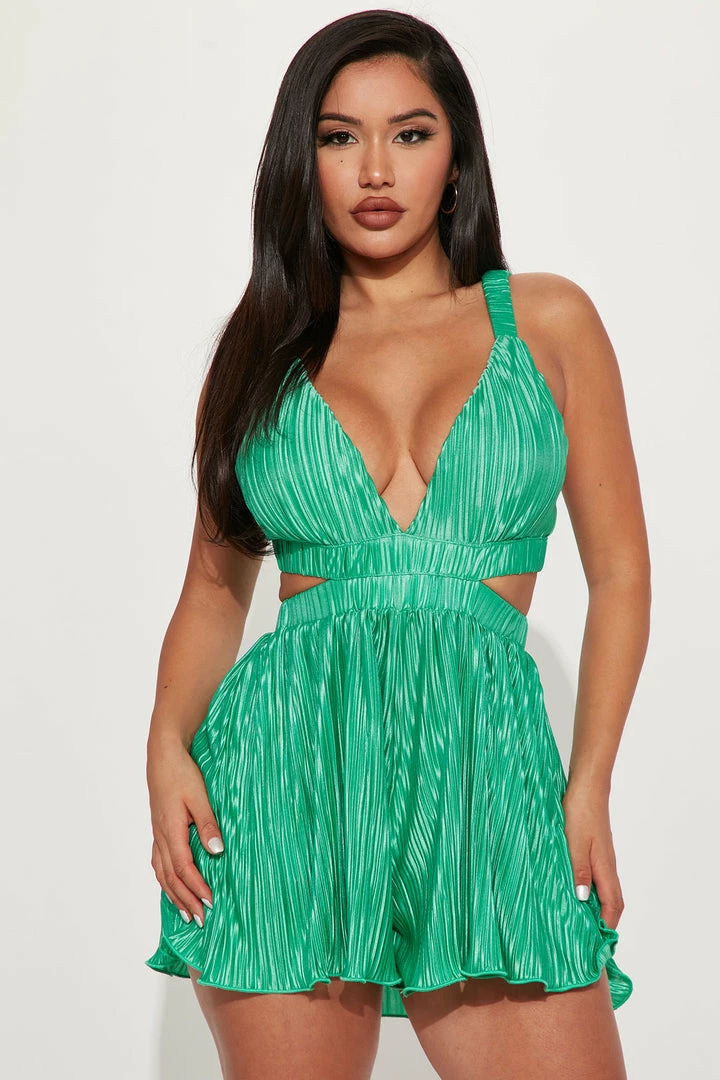 Fashion Nova Rompers Capri Plisse Romper - Green