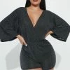 Fashion Nova Shimmer And Shine Romper - Black