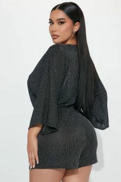 Fashion Nova Shimmer And Shine Romper - Black