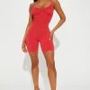 Fashion Nova Rompers Rylee Mineral Wash Rib Romper - Red
