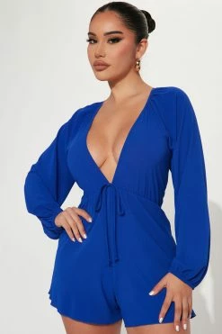 Fashion Nova Stevie Romper - Royal Rompers