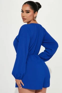 Fashion Nova Stevie Romper - Royal Rompers