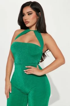 Fashion Nova Jumpsuits Sadie Slinky Jumpsuit - Kelly Green