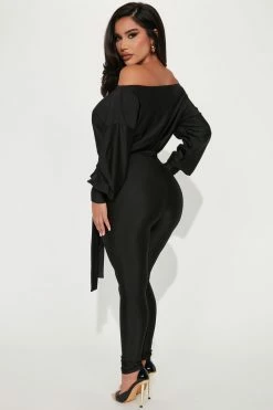 Fashion Nova Kacey Off Shoulder Jumpsuit - Black