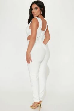 Fashion Nova Chloe Corset Jumpsuit - White Jumpsuits