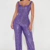 Fashion Nova Jumpsuits Sydney Sequin Jumpsuit - Purple