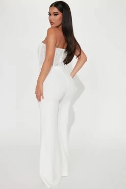 Fashion Nova Jumpsuits Madison Mesh Jumpsuit - White