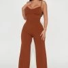 Fashion Nova Taking Notes Jumpsuit - Mocha