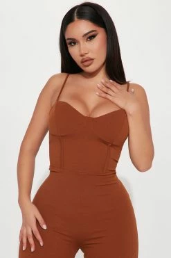 Fashion Nova Taking Notes Jumpsuit - Mocha