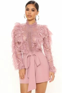 Fashion Nova In My Shadow Romper - Mauve Rompers