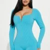 Fashion Nova Rompers Allie Snatched Romper - Aqua