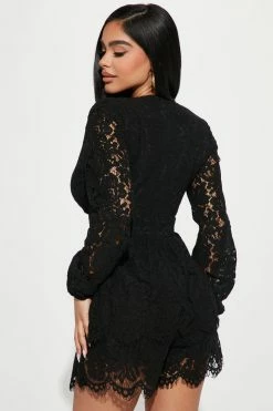 Fashion Nova Rompers Victoria Lace Romper - Black