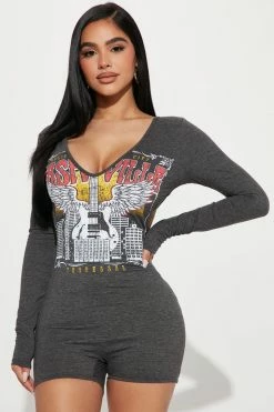 Fashion Nova Nashville Angel Romper - Charcoal