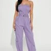 Fashion Nova Kyla Cargo Jumpsuit - Lavender Jumpsuits