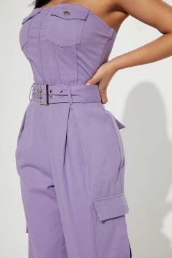 Fashion Nova Kyla Cargo Jumpsuit - Lavender Jumpsuits