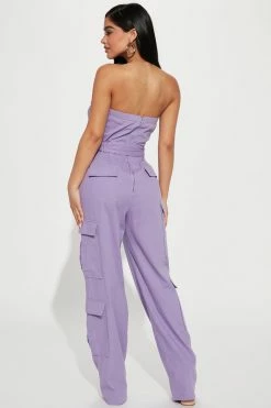Fashion Nova Kyla Cargo Jumpsuit - Lavender Jumpsuits