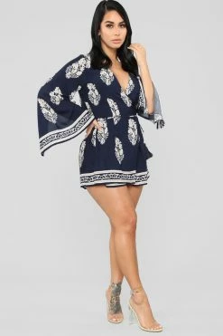 Fashion Nova Rompers Abby Romper - Navy