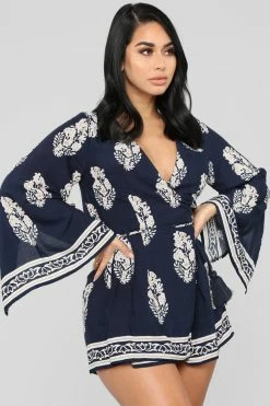 Fashion Nova Rompers Abby Romper - Navy