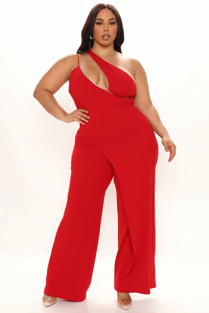 Fashion Nova Front And Center Jumpsuit - Red