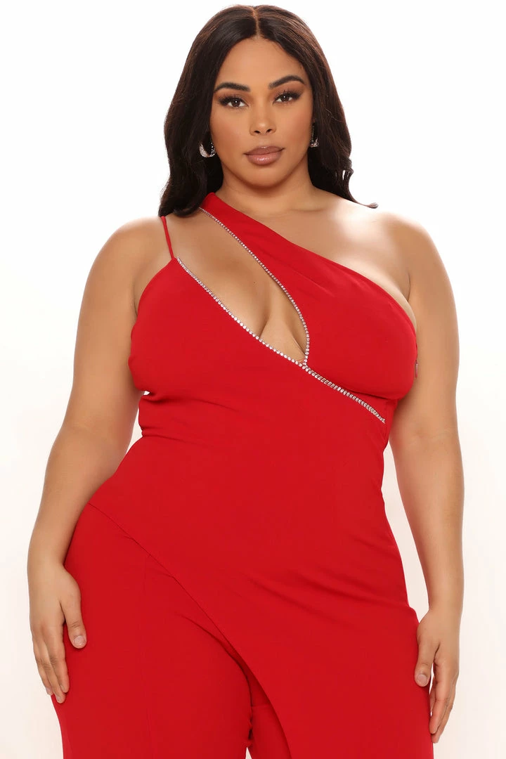 Fashion Nova Front And Center Jumpsuit - Red