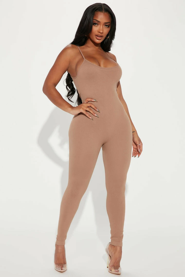 Fashion Nova Harper Seamless Jumpsuit - Mocha Jumpsuits