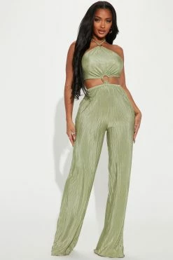 Fashion Nova Serafina Plisse Jumpsuit - Jade