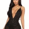 Fashion Nova Reach For The Stars Sequin Jumpsuit - Black Jumpsuits
