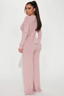 Fashion Nova Morgan Ribbed Jumpsuit - Pink