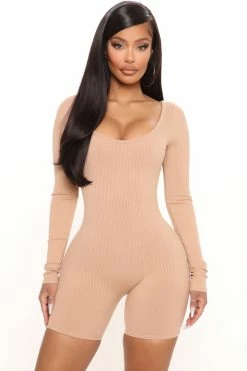 Fashion Nova Rompers Daisy Snatched Romper - Beige
