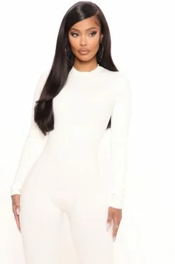 Fashion Nova Maribel Snatched Jumpsuit - Off White