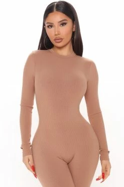 Fashion Nova Maribel Snatched Jumpsuit - Nude Jumpsuits