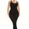 Fashion Nova Ruched Rebel Sleeveless Jumpsuit - Black Jumpsuits