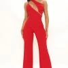 Fashion Nova Front And Center Jumpsuit - Red