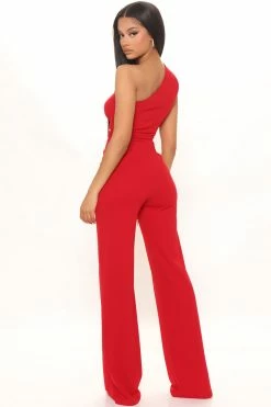 Fashion Nova Front And Center Jumpsuit - Red