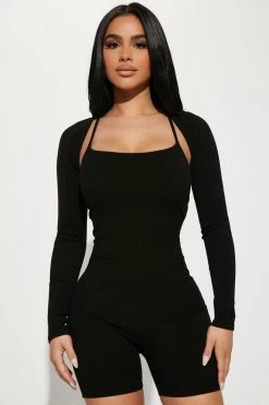Fashion Nova Rompers Remi Snatched Romper Set - Black