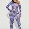 Fashion Nova Denim Baby Printed Jumpsuit - Purple