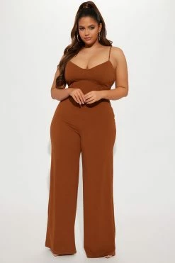 Fashion Nova Taking Notes Jumpsuit - Mocha