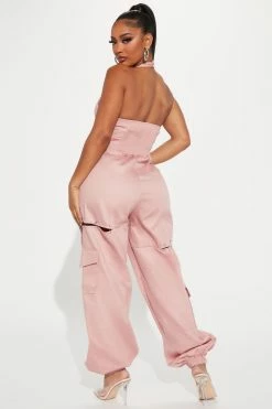 Fashion Nova Jade Cargo Jumpsuit - Rose Jumpsuits