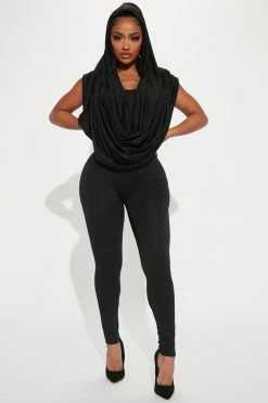 Fashion Nova Jumpsuits Harley Hooded Jumpsuit - Black