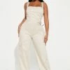Fashion Nova Jumpsuits Eden Cargo Jumpsuit - Oatmeal