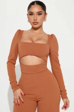 Fashion Nova Kind Of Classy Jumpsuit - Cognac