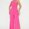Fashion Nova Destination Vacation Halter Jumpsuit - Fuchsia Jumpsuits