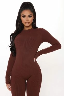 Fashion Nova Jumpsuits Maribel Snatched Jumpsuit - Chestnut